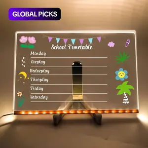 Acrylic Dry Erase Board with Light, Transparent Drawing Board, 1 Count LED Light Up Dry Erase Board with Pen, Teen Girl Gifts, Presentation Supplies for Office School Home