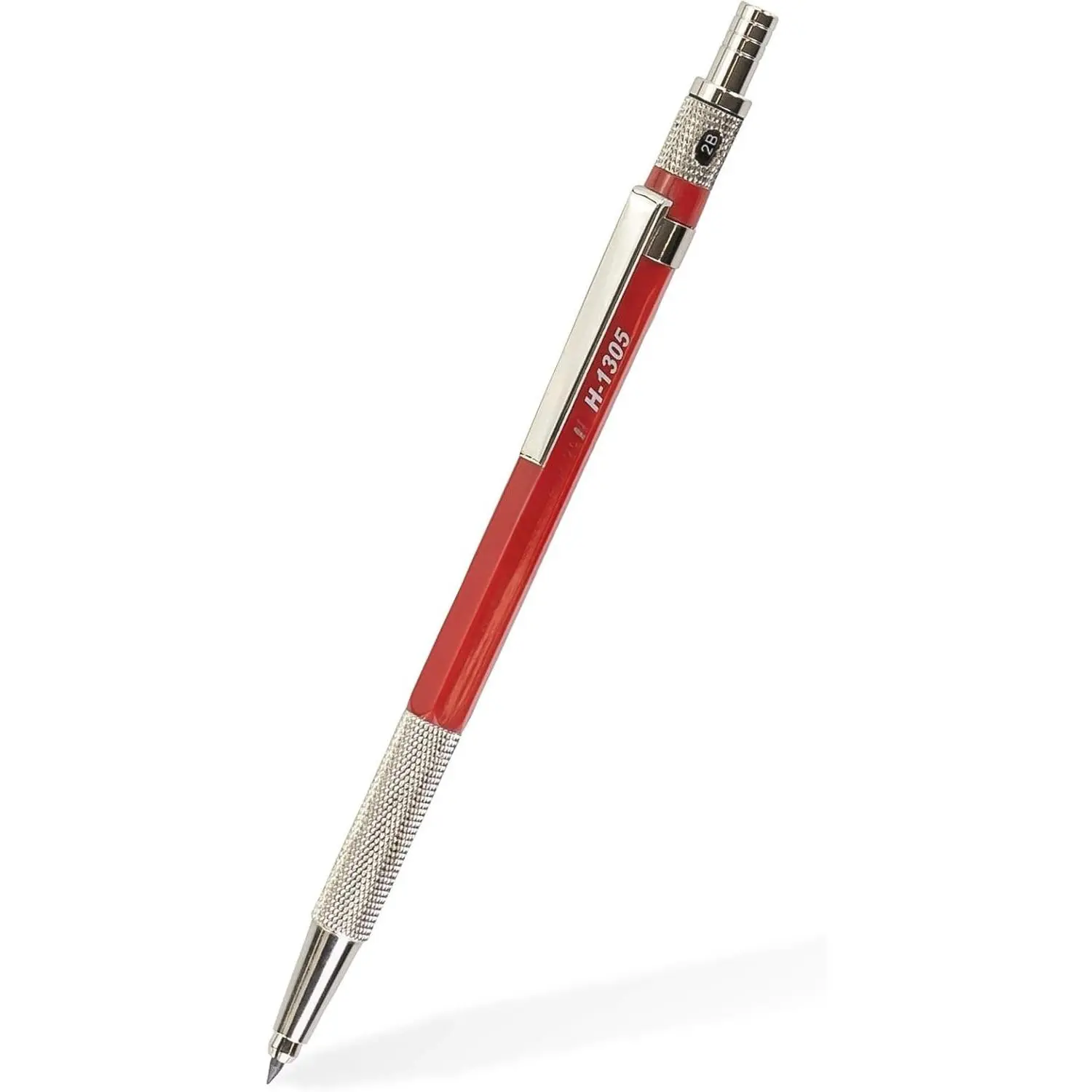 2mm Stainless Steel Lead Holder with Lead Sharpener - Red Drafting Pencil, Professional Drawing Tool for Artists’ Sketching, Drafting