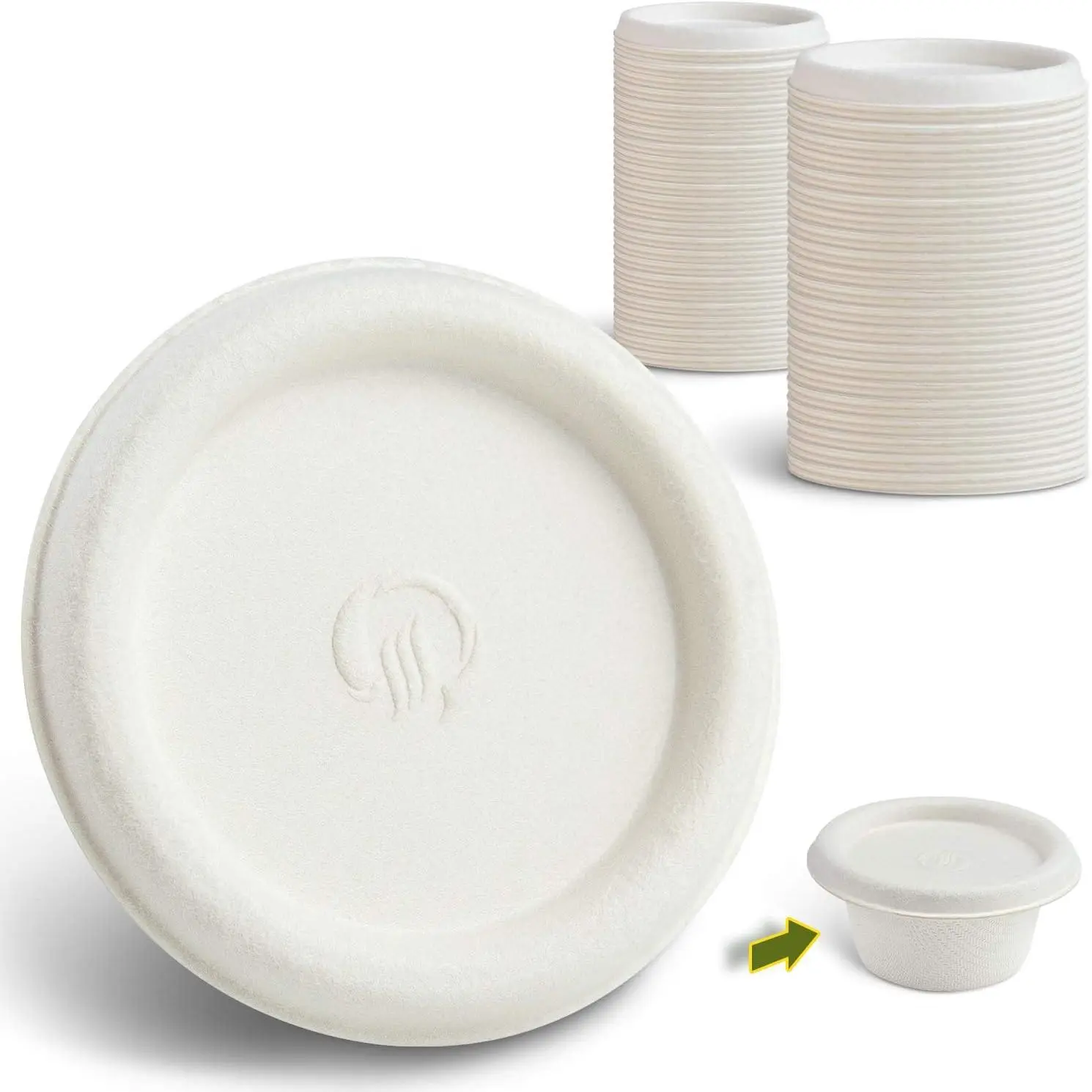 Compostable Cups 2 oz Bagasse Fiber 50 Pack White