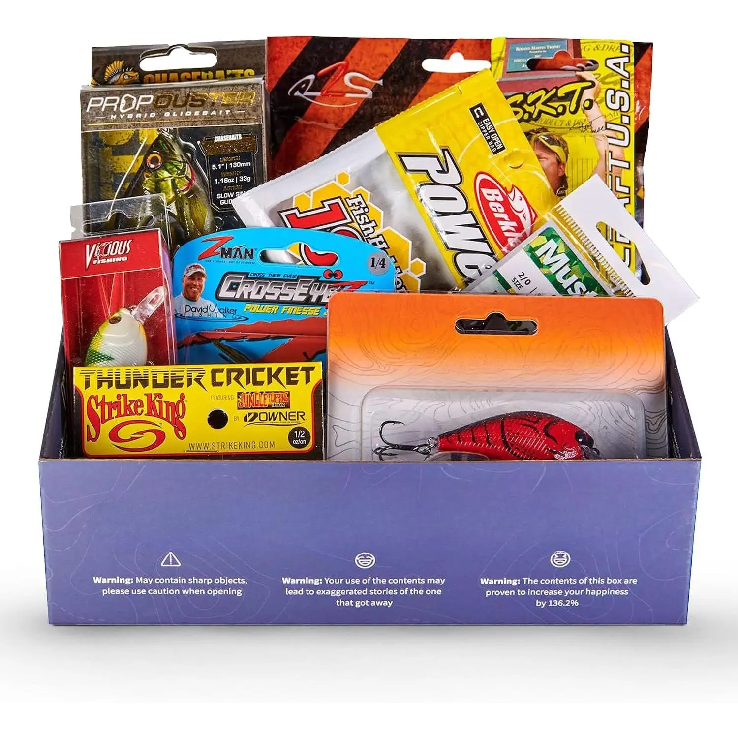 Fishing Tackle Box, Topwater Bass Fishing Lures Kit – 7  Topwater Lures for Freshwater Anglers, Including Frog, Popper, Buzzbait, and