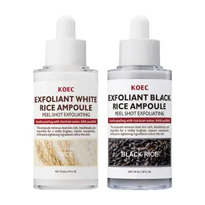 2 Bottles Mini Exfoliating Water Kit, 30ml Rice Infused Toner Matching 30ml Black Rice Toner, Lightweight Mild Exfoliating Liquid to Refine Uneven Skin for Morning & Night Home Skincare