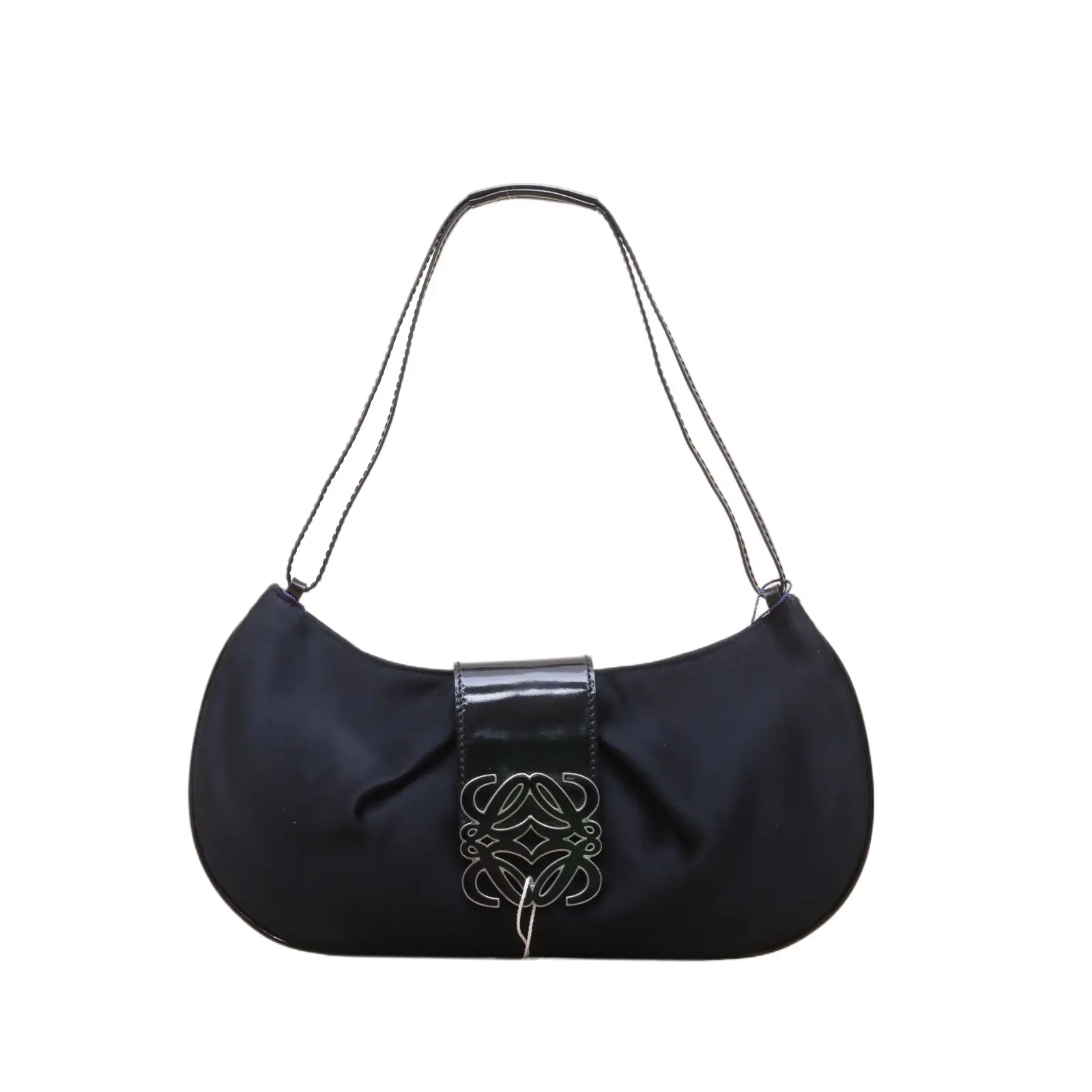 Pre-owned Loewe 【Alea】LOEWE Black Satin Enamel Hardware Vintage P225070262