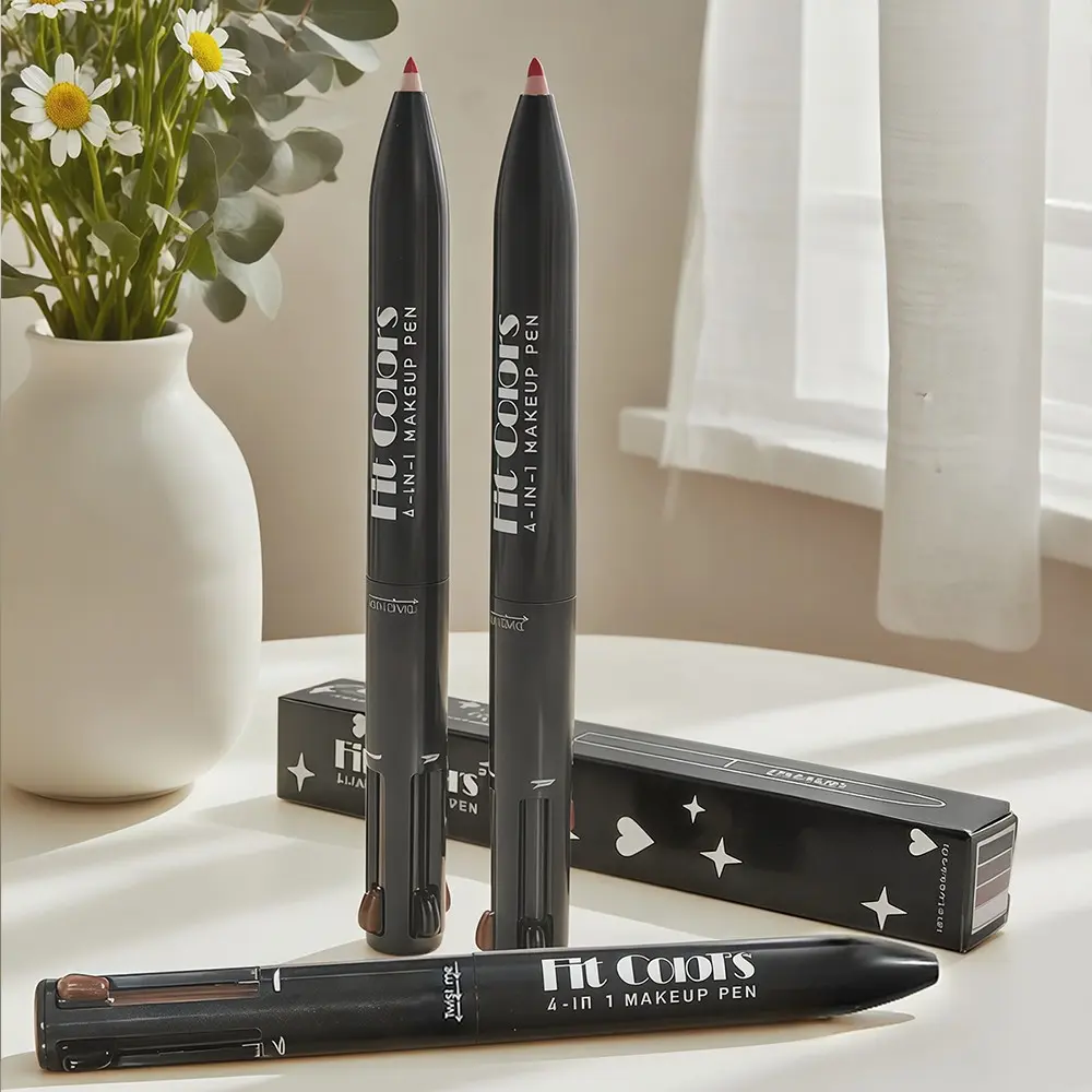 Fit Colors 4-In-1 Multi-Function Portable Makeup Pen, Eyeliner, Lip Liner, Highlighter, Eye Shadow, Brow Pencil, Compact Design