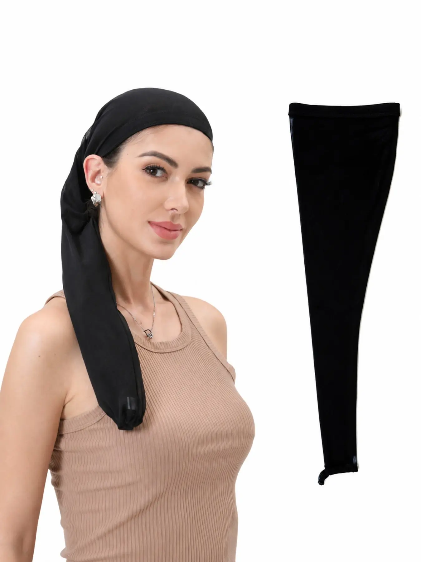 Dreadlock/Braid Protection Sleeve / Wig Tube Cap — Black and Leopard Print —  lightweight, semi-transparent, and breathable mesh material; suitable for small to medium-sized dreadlocks and braids — Stylish and durable design