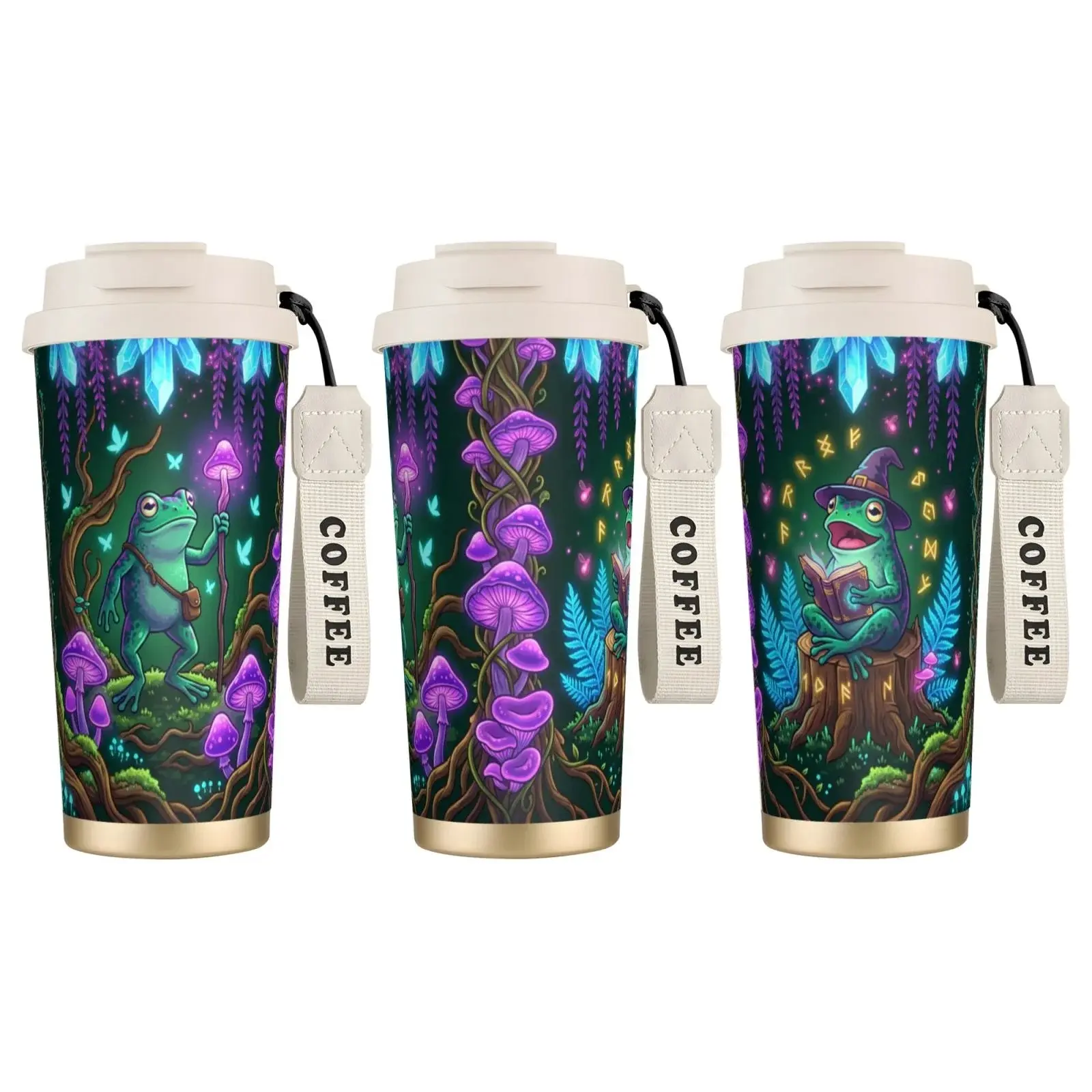 18oz Frog Themed Stainless Steel Vacuum Travel Tumbler, Leak-Proof Coffee Mug, Unique Gift for Outdoor Camping Enthusiasts Kitchen Drinkware Flask