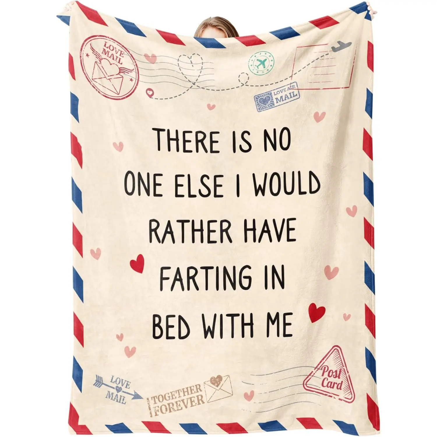 Anniversary Couple Gifts for Women Men, Funny Couple Flannel Blanket 50"x60", Romantic Air Mail Throw Blanket, Funny Valentine's Day Gift for Boyfriend Girlfriend Husband Wife