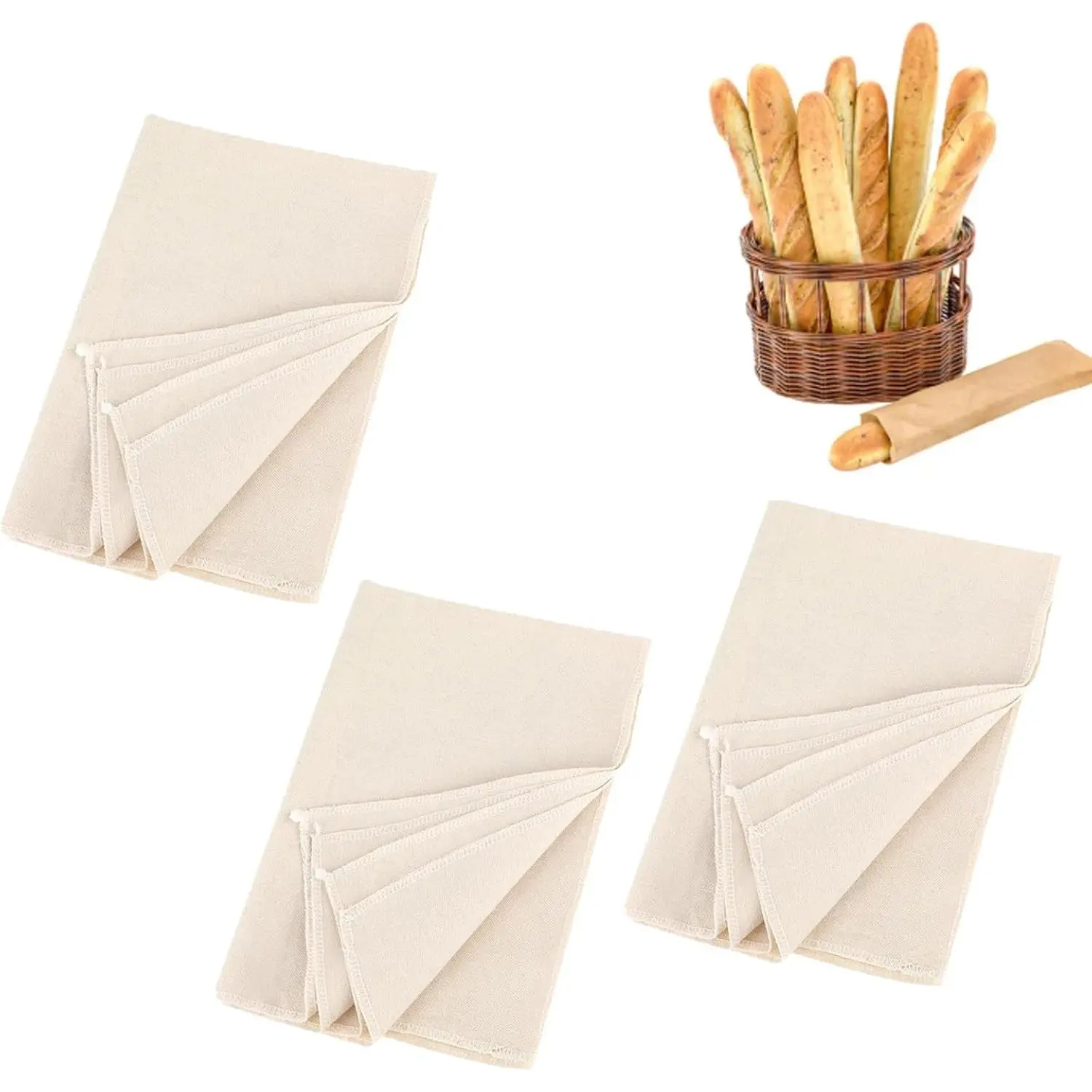 3 count Linen Cloth for Bread Baking 14x18 Inches  Towels for Baking Sourdough Bread Proofing Towel Pastry Cloth for Dough, Baguettes, Loaves, Pastry, Homemade Bread