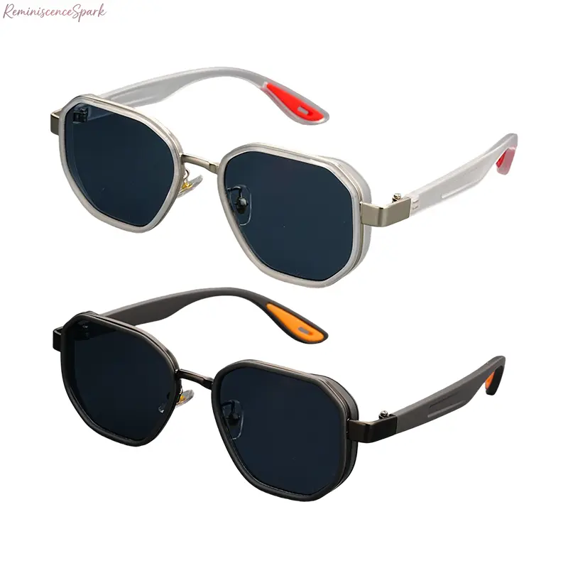 Unisex 2-Pack Polygon Shape Sunglasses - Metal Trim, Lightweight TR90 Frames, UV400 Lens, Anti-Glare Shaded Lenses, Non-Slip Temple Tips - Year-Round Retro Sport Eyewear for Driving, Daily Casual Outings, Unisex Fit