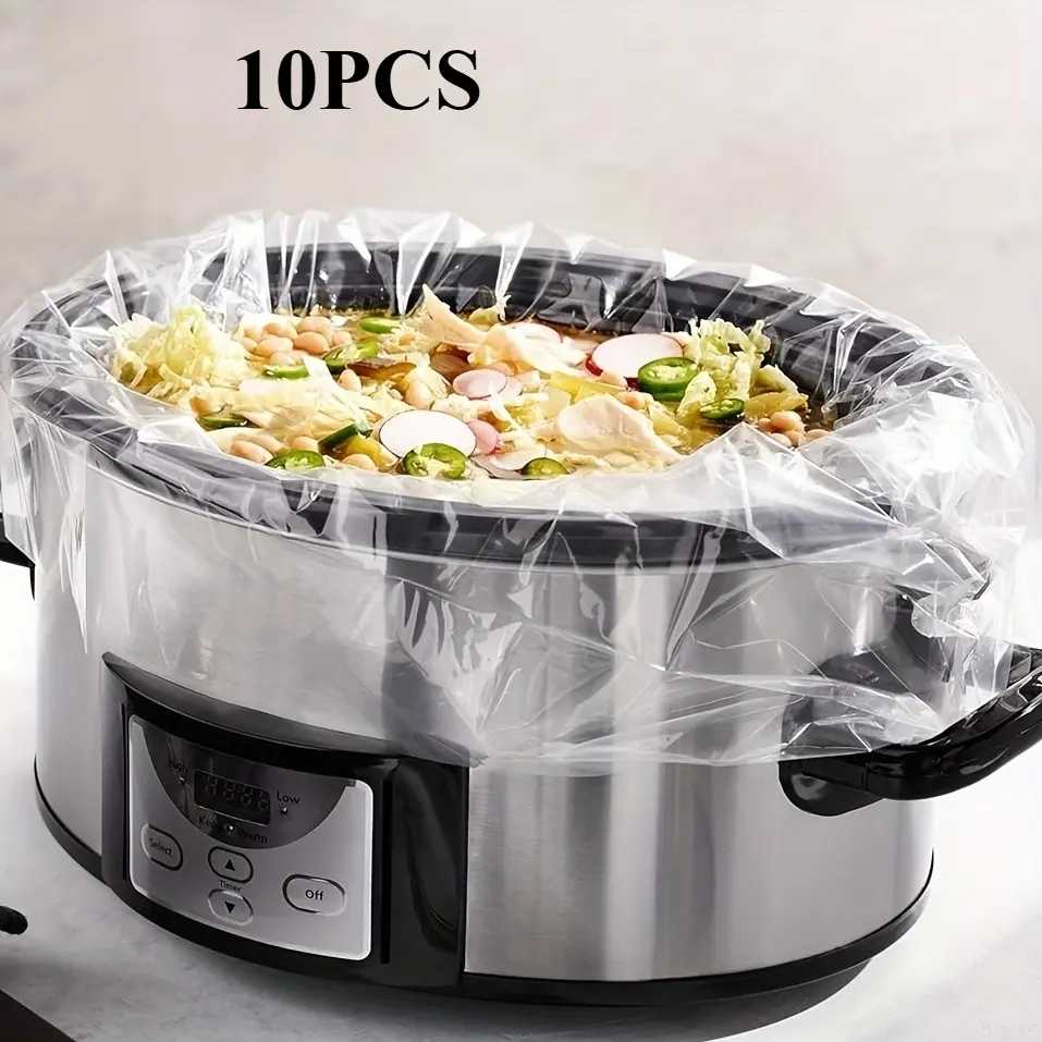 10pcs-set Slow Cooker Liners - Disposable, Fits 3QT to 8QT Pots, Oval & Round Compatible, Essential for outdoor home kitchen