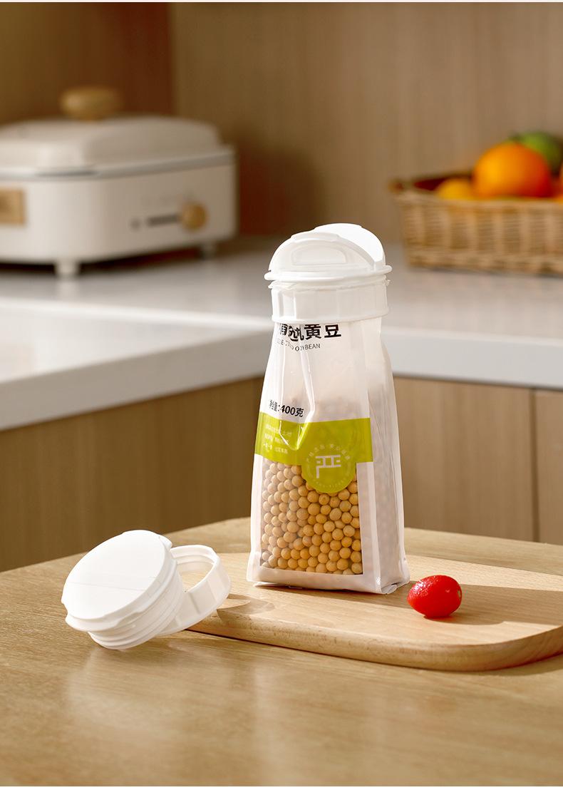 FaSoLa Kitchen Double-Opening Spout Moisture-Proof Sealing Lid for Oatmeal and Flour, Food Preservation Sealing Cover for Bagged Foods