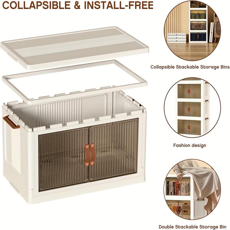 1pc Versatile Stackable Storage Bins 3/4 Layers - Easy Access Movable Cabinet with Doors - Collapsible Design for Space Saving - Perfect for Bedroom & Living Room Organization