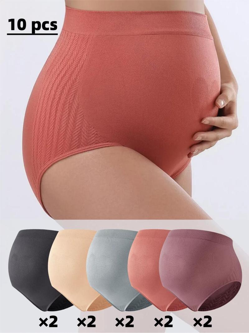Maternity Solid Color High Waist Panty, Soft Comfy Breathable Seamless Pregnancy Knicker for Daily Wear, Maternity Underwear for All Seasons