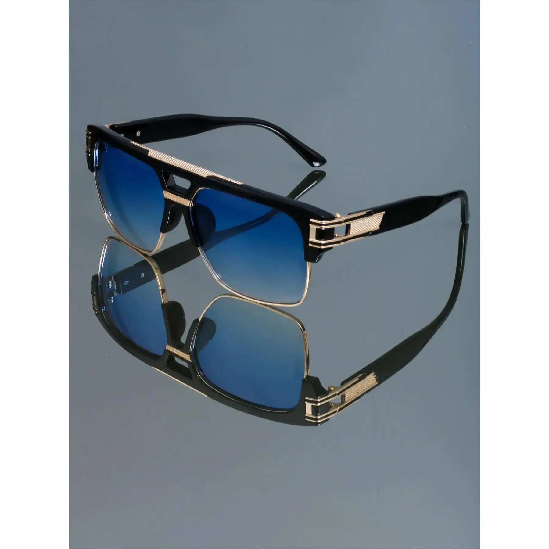 Retro Large Square Eyeglasses, Unisex Full Rim Fashion Glasses with Geometric Angular PC Frame and Decorative Blue Light Blocking Lens, Geometric Angular Frame, Stylish Trendy Eyewear, Daily Wear, Decorative Functionality