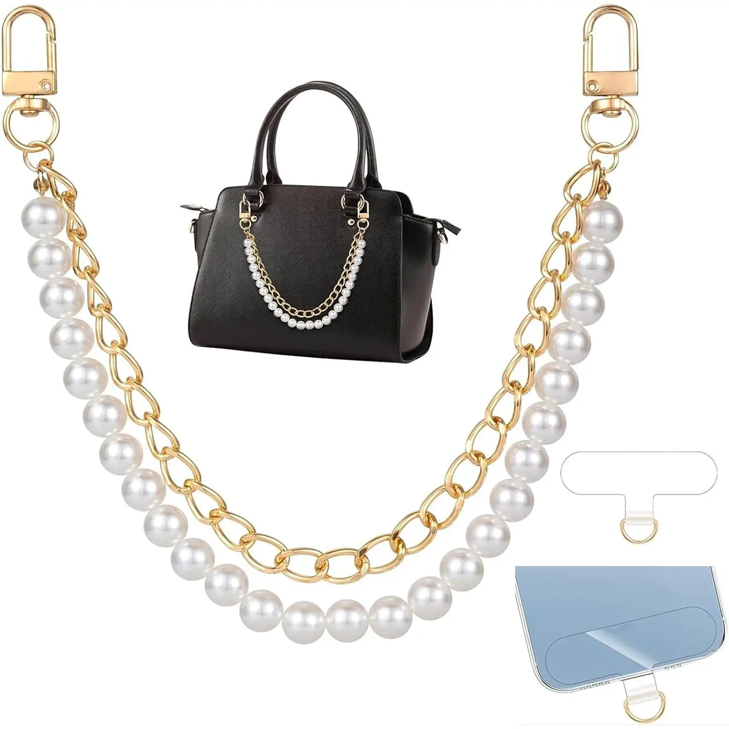 Bag Charms Handbags Phone Charm Wrist  Purse Short Chain Handbag Strap Metal  Crossbody Handle Extender Decorative Bags  Chains  with Patch Accessories for Women