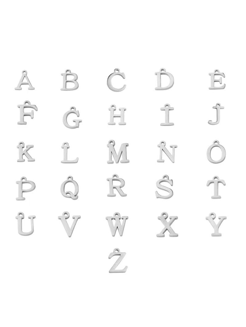 Letter Charm Decor Cuban Chain Bracelet, Simple Stainless Steel Jewelry for Men, Trendy Versatile Accessories, Initial Charm Bracelets