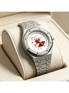 Men's Octagonal Quartz Watch with Dual Display Digital and Analog Frost Gold Case Night Luminous Hands Water Resistant for Everyday Wear and Casual Outfits