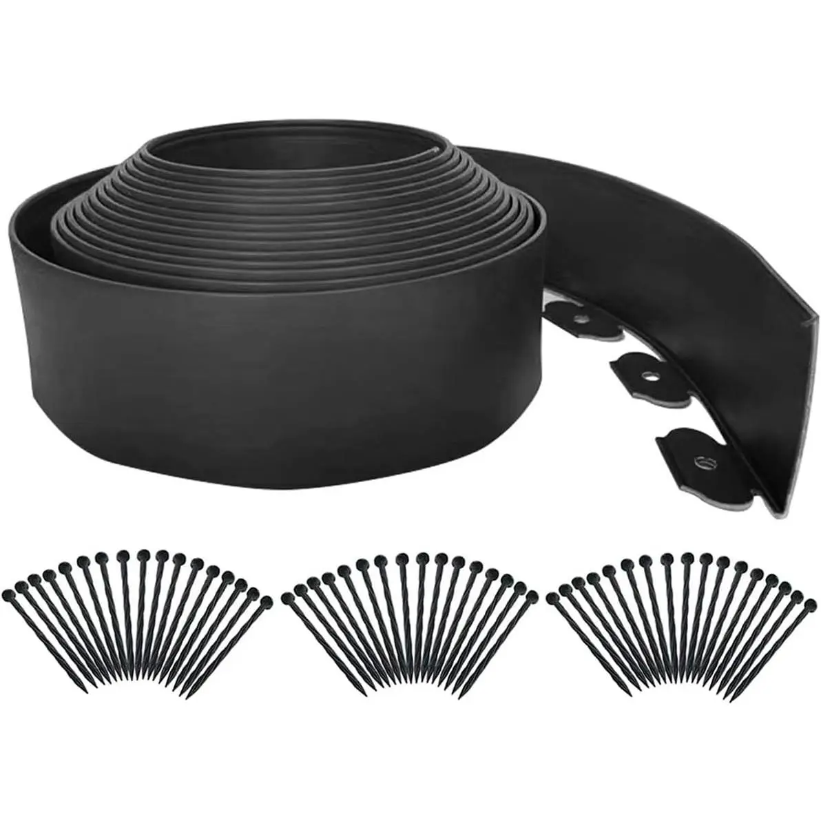 Landscape Edging 33FT,Garden Edging Borders [Extra Tall 4IN High] Flexible Lawn Edging Kit with Total 50pcs Stakes,Plastic Fence Edge DIY for Yard,Tree,Flowerbeds,Landscaping,Grass -Black