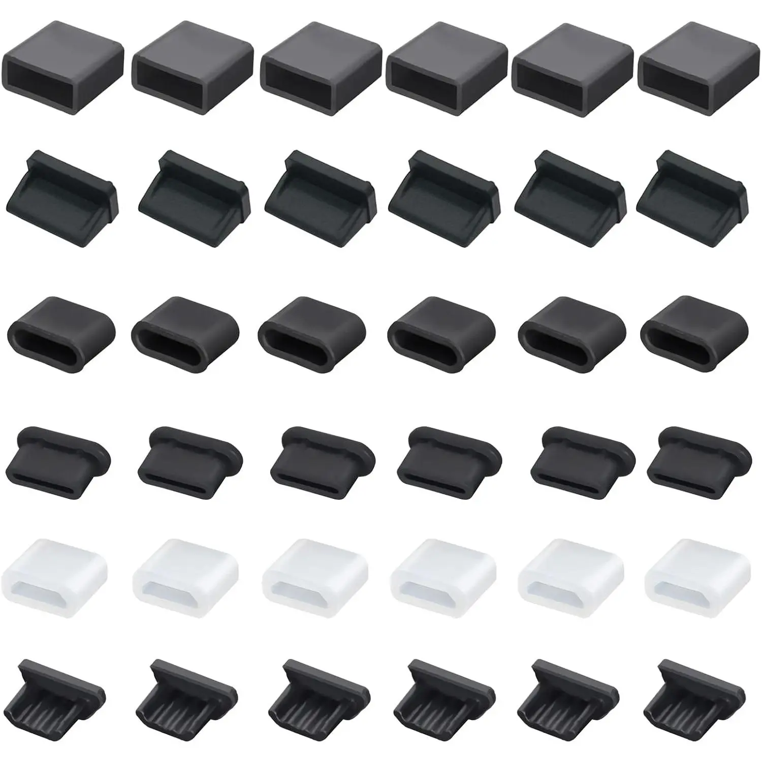 36 count 6 Types USB Anti Dust Cover Plugs, USB Type-C Dust Stopper,  Soft  USB Cap Port Protector, Anti Dust Cover Protector Plugs Cap for USB A,  USB, Type C Ports (36PCS)