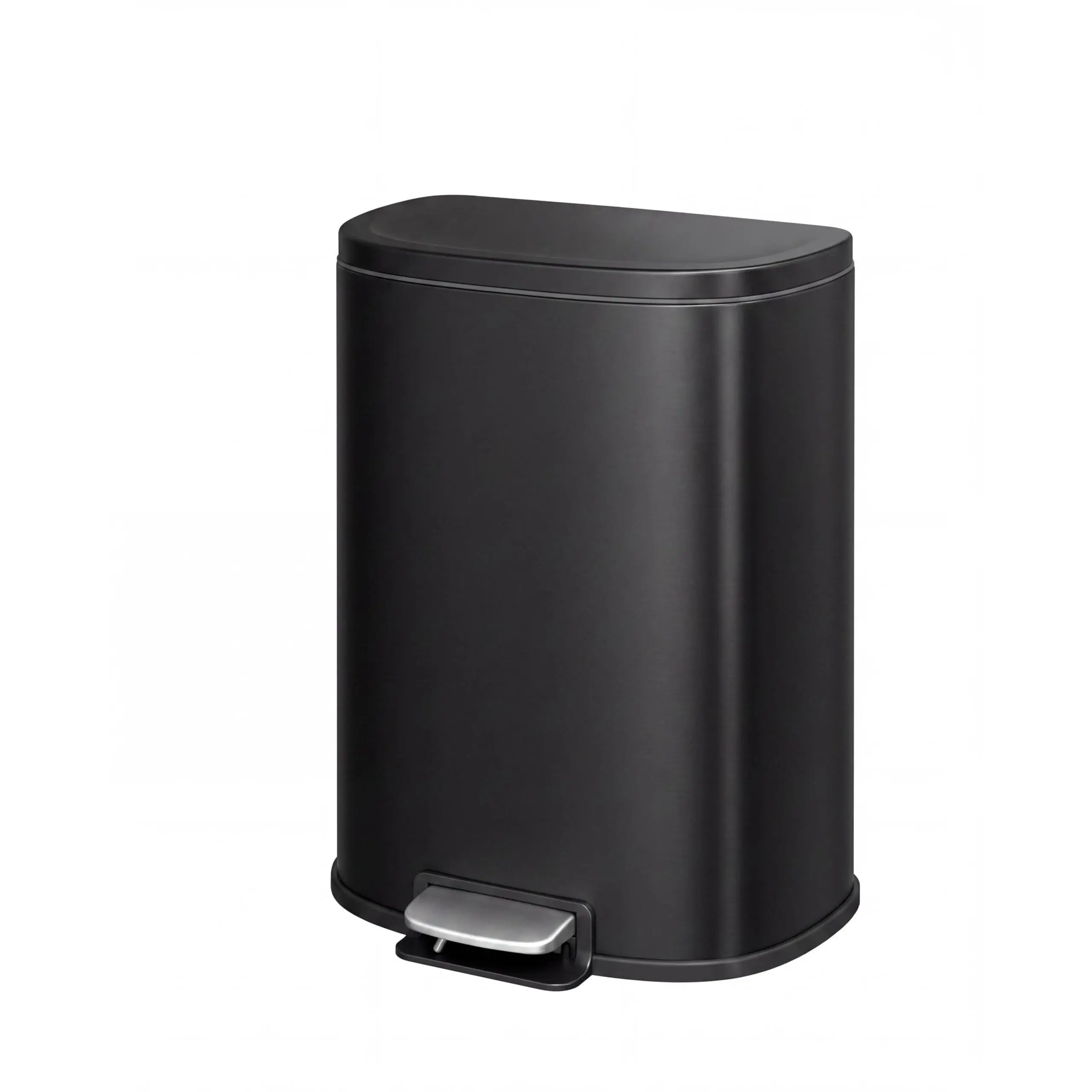 Garvee 30L Stainless Steel Step-On D-Shaped Kitchen Trash Can - Hands-Free Kitchen Waste Bin with Quiet-Close Lid, Wide Opening, Space-Saving Design for Indoor Home Use