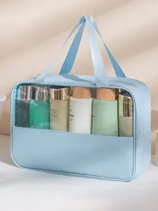 Large Capacity Dual Compartment Handbag, Waterproof PVC Travel Bag, Women's Cosmetic Pouch, Storage Organizer, Single Pack