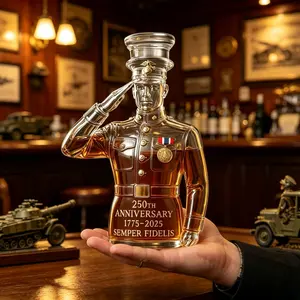 11.83oz Collectible Memorial Decanter, Navy Soldier Salute Shape Glass Bottle, Ideal Gift for Military Retirees, Unique Keepsake Item