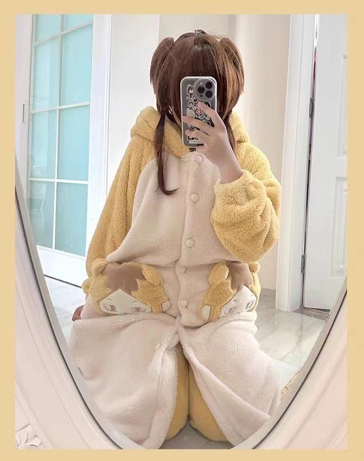 Haikyuu!! Pajamas Kageyama Tobio Hinata Shouyou Cosplay Robe And Pants Soft Cute Thickened Coral Velvet Warm Couple Homewear