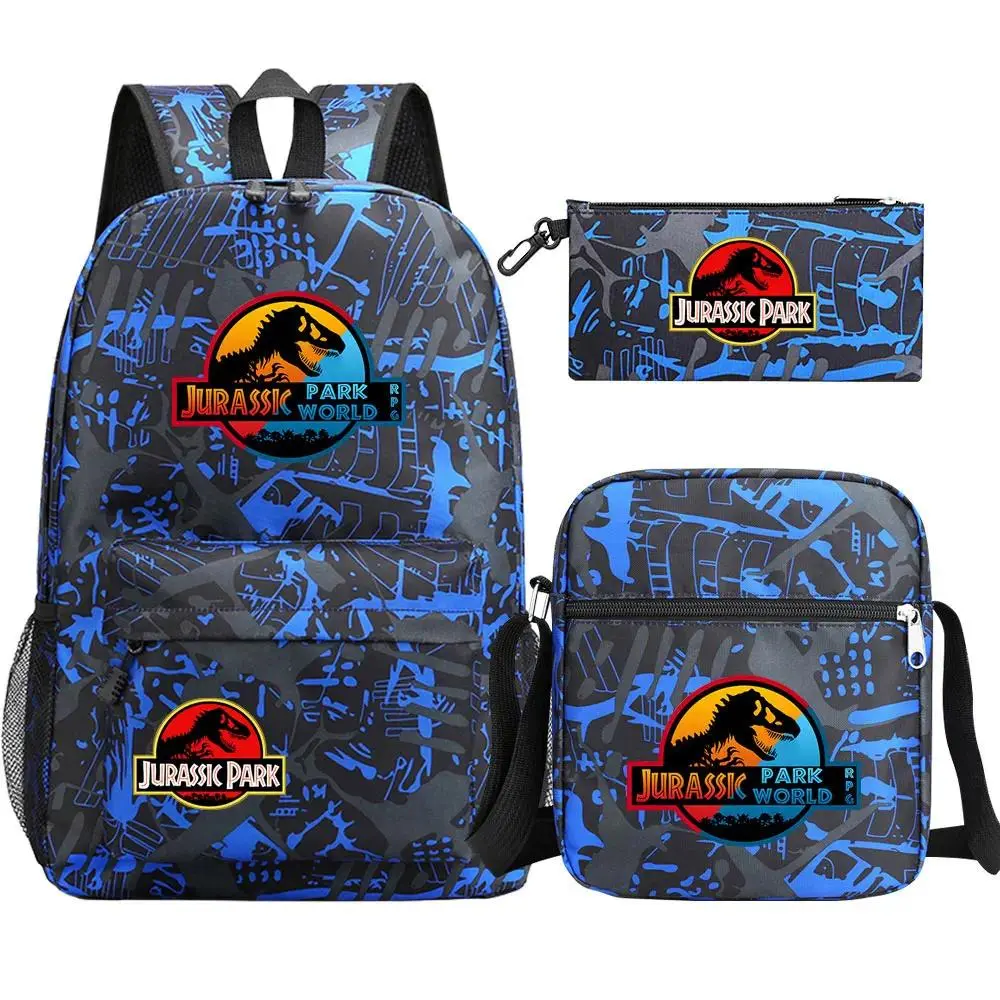 Jurassic Park World Dinosaur Girl Boy Kids Book Backpack Student School Shoulder Bag Pencil Bag 3pcs Set Teenager Rucksack