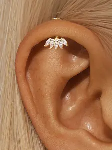 1pc 925 Sterling Silver 16G Flower Cartilage Earring Vertical Helix Piercing Jewelry, Flat Back Piercing Stud for Cartilage, Dangle Design, Gold and Silver Tone Lobe Helix Earring Stud