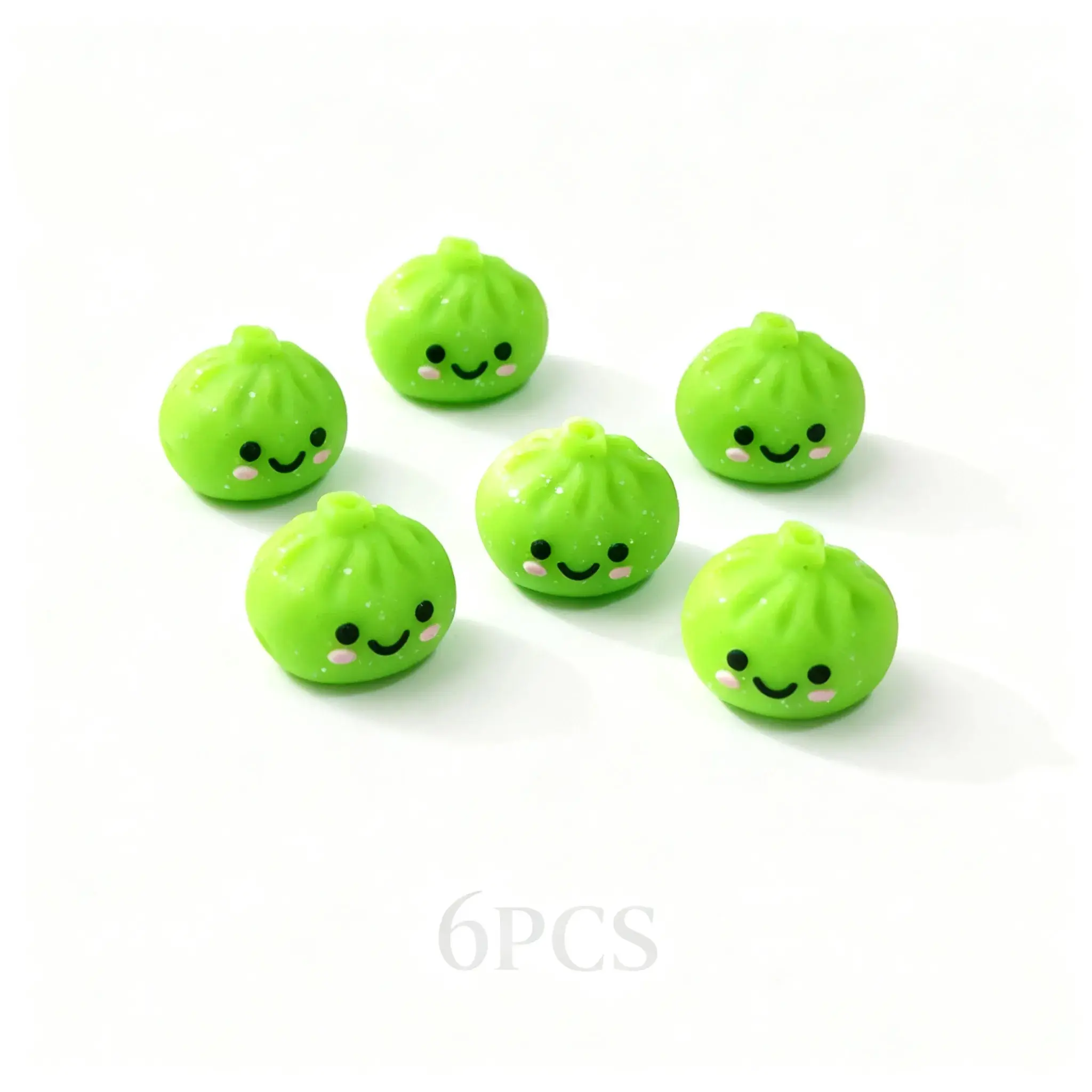 6-Pack 3D Silicone Beads, Glitter Dumpling Theme, Durable Flexible Material, Ideal for Bracelets, Jewelry Pendants, Bead Pens