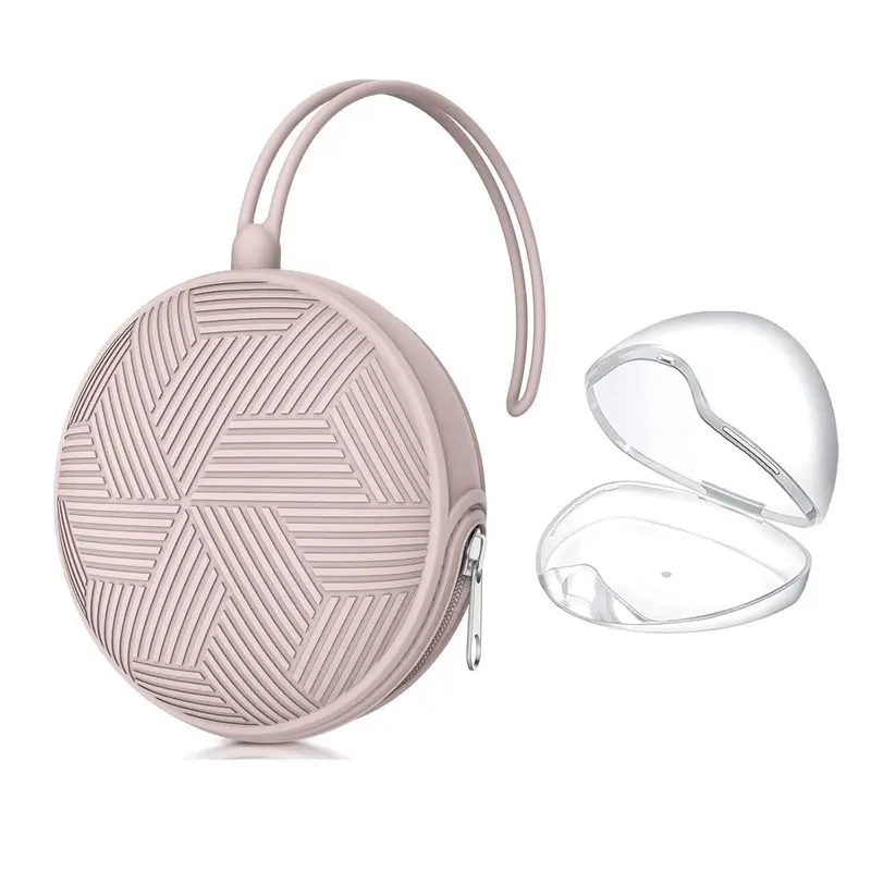 Pacifier Holder Case,BPA Free Portable Pacifier Storage Container,Silicone Baby Pacifier Cover Pouch for Diaper Bag Stroller,Travel Outdoor Activities,Easy to Clean(Pink)