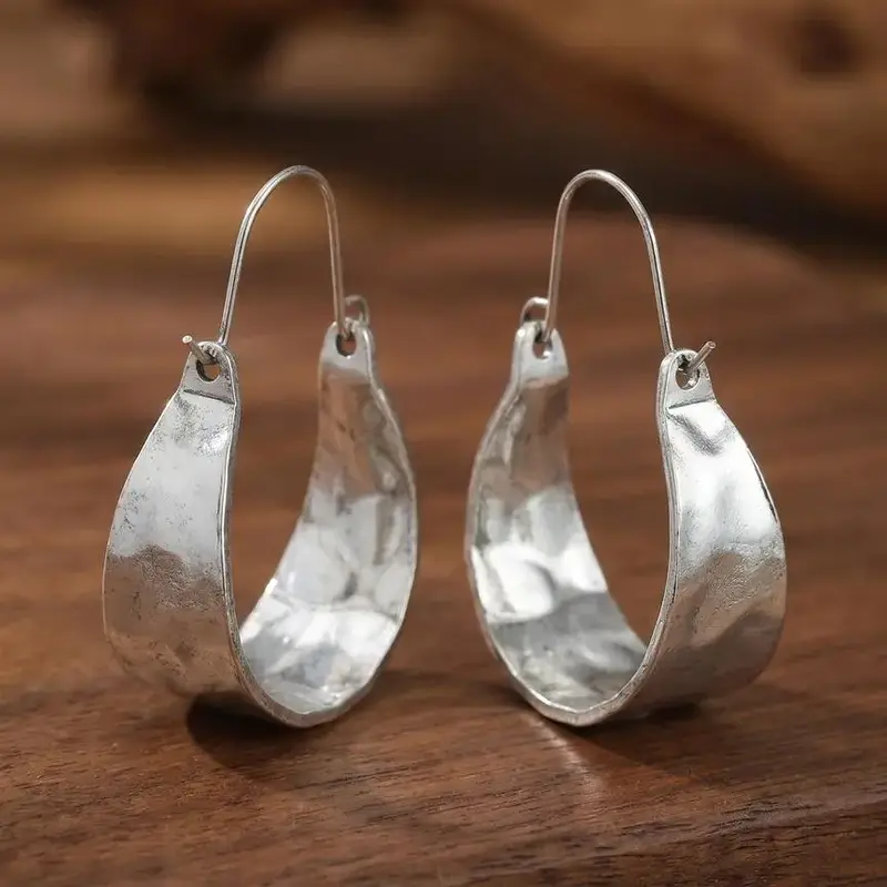 Boho Style Textured Geometric Design Hoop Shape Earrings, Statement Earrings, Elegant All-match Stylish Jewelry for Girls Gift, Female Classic Fashion Accessories for Daily Wear, Trendy Fashionable Accessories