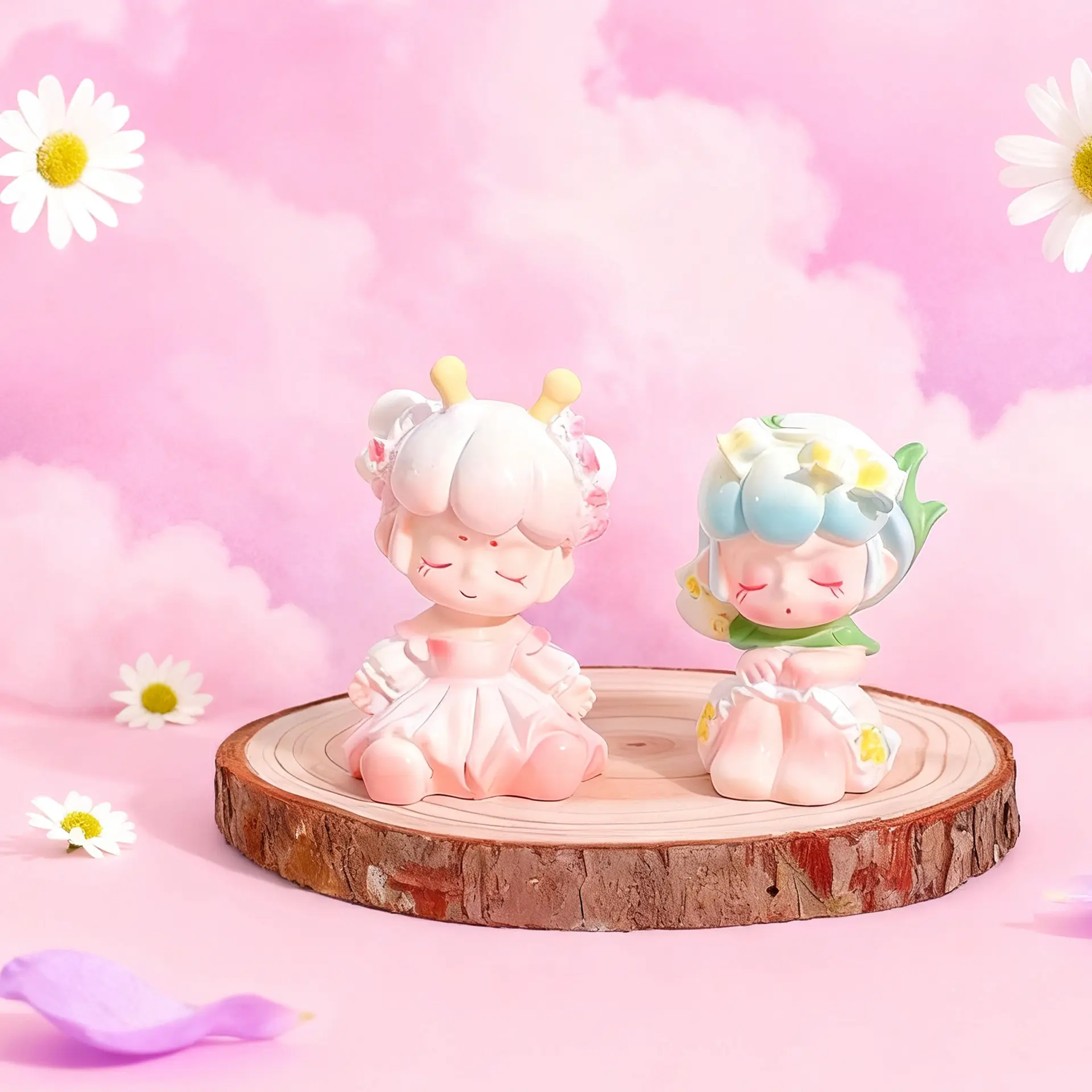 Ornament with high-end feel, niche home living room handicraft decoration, cute style resin flower fairy theme blind box