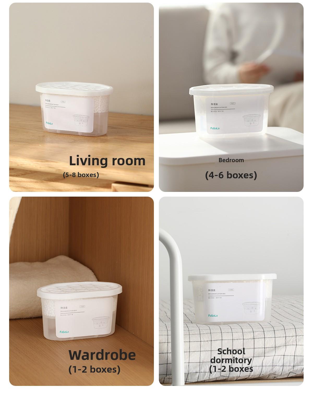 FaSoLa dehumidification box is a moisture-absorbing and damp-proof device for indoor wardrobes and shoe cabinets, a deodorizing and fragrance-retaining box, and a mold-preventing desiccant for dormitories