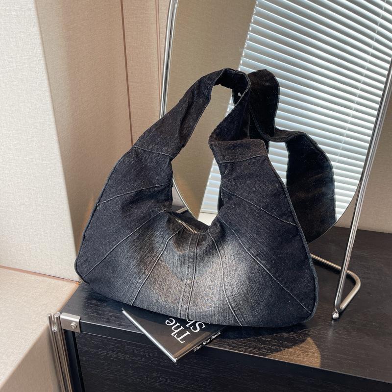 Fashionable Denim Shoulder Bag for Women – New Trendy Design for Cool Girls – Small Casual & Practical Everyday Armhole Bag