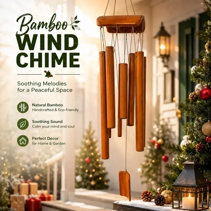 Handmade Bamboo Wind Chime, Windchimes, Calming Sound, Zen Decor for Porch, Courtyard, Meditation Space, Ideal for Gardens, Living Room, Hotel, Wedding, Holiday Decor