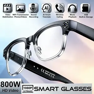 AI Metal Half-Frame Smart Glasses with AI Voice Assistant, Photo Video Capture, 164-Language Real-Time Translation Bluetooth Calls & Music, Ideal for Travel & Outdoor Adventures