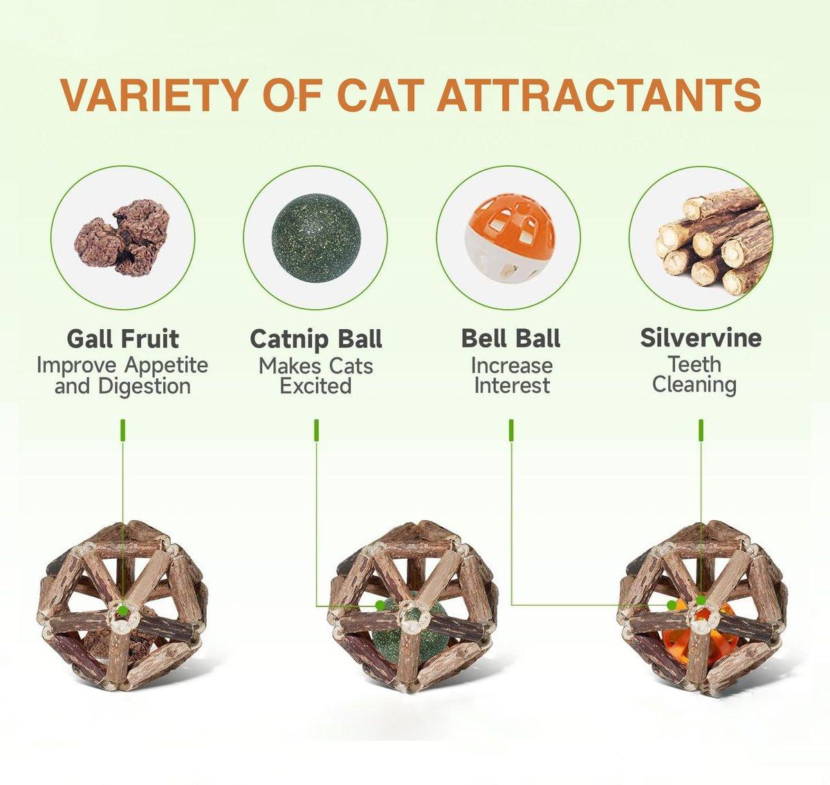 Assorted Silvervine Stick Cage Ball Cat Chew Toy, Brown