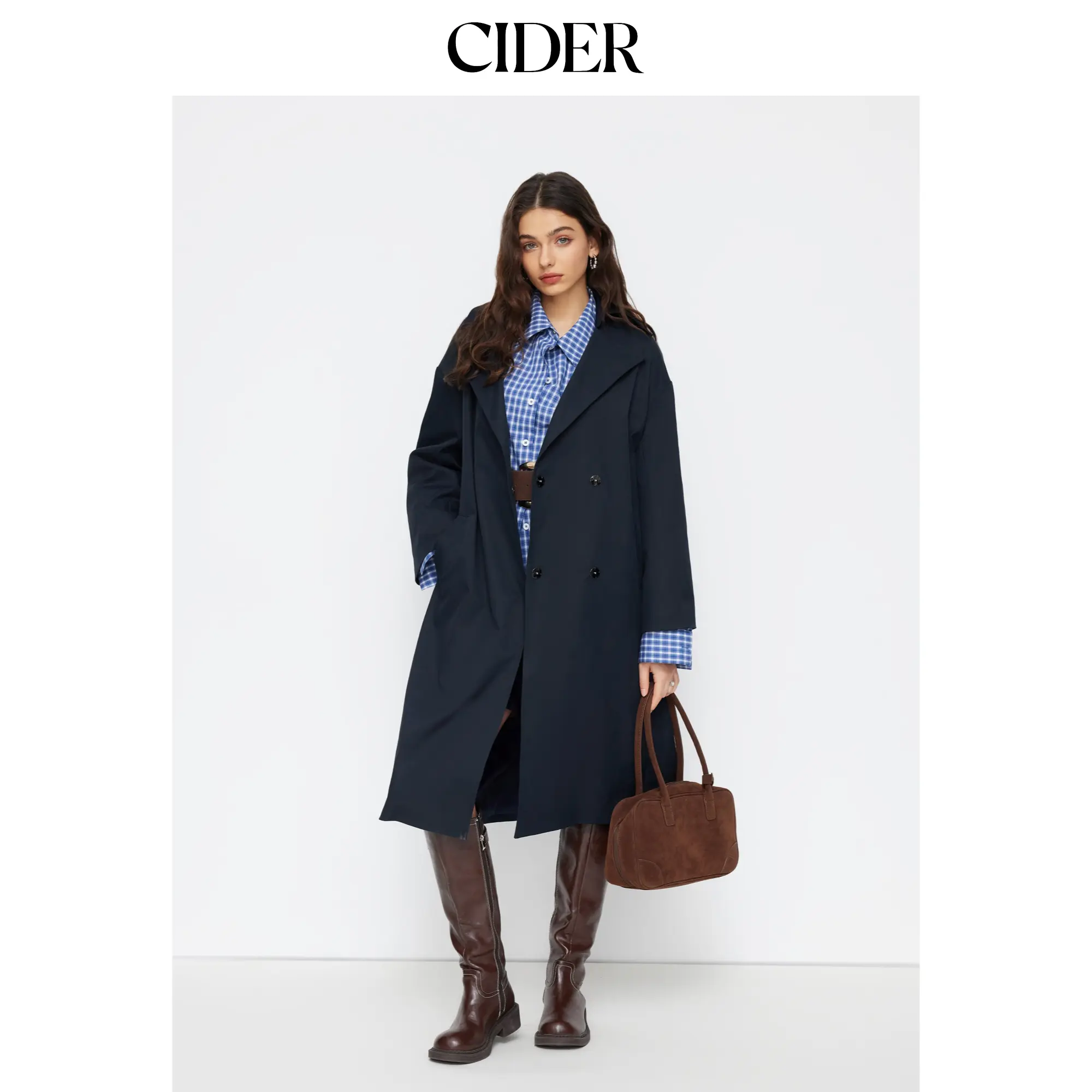 Cider Collar Long Sleeve Wrap Oversized Longline Trench Coat With Belt SummerFinds