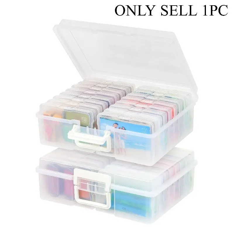 Photo Storage Box, 1 Box Photo Storage Container with 16 Grids, Multi Grids Organizer, Compartment Box, Clear Storage Box for Crafts, Scrapbook, Stationery, Home Organizer, Clear Storage Bin