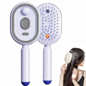Fix Frizzy Curly Hair Fast! Cordless Self-Clean Steam Hair Comb, Compact Rechargeable Warm Mist Moisturizing Detangler Brush, Gentle Scalp Massage Cushion Brush for All Hair Types, Travel-Friendly DIY Home Salon Hair Care Beauty Gadget for Ladies Tool
