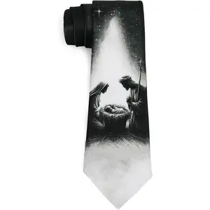 Men's Nativity Scene Christmas Tie - Religious Holiday Necktie for Festive Celebrations