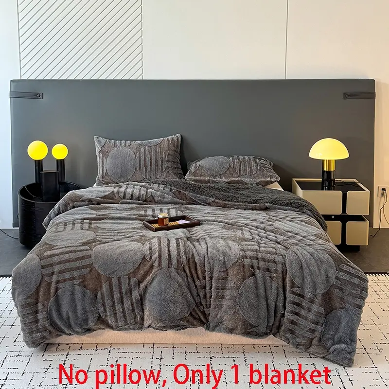 New Bright Silk Rabbit Fur Jacquard Blanket, Dual Layer Thick Soft Comfortable Skin-Friendly, 8 Colors Available, Ideal for Bedroom Living Room Office Nap Sofa