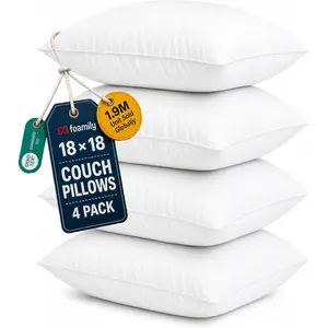 18x18 (Set of 4) Premium Decorative Couch Pillow Inserts, Soft Fluffy Throw Pillow Inserts for Couch, Bed & Living Room Home Décor