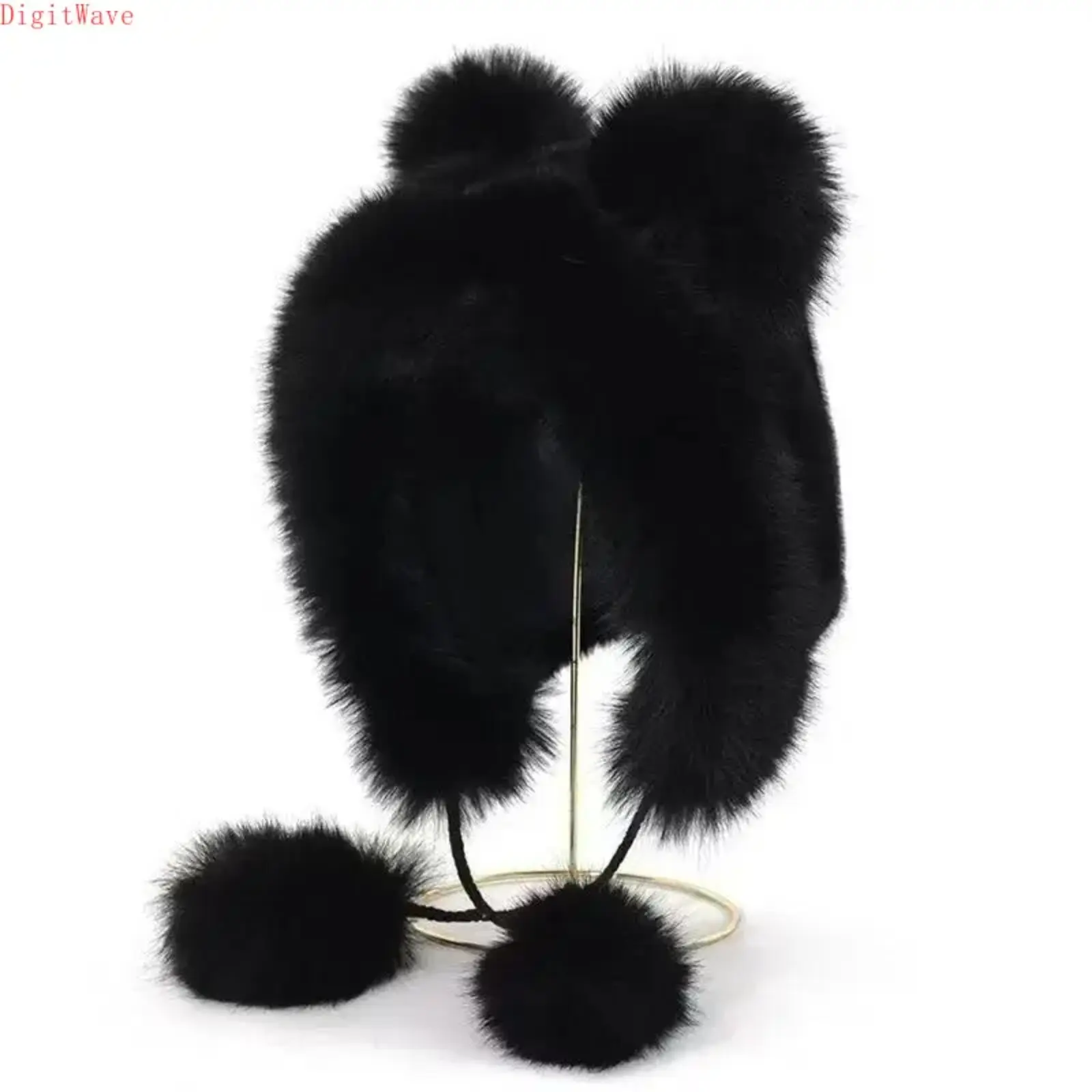 Unisex Polyester Bear-Ear Plush Hat, Fluffy Warm Baotou-Style Ear-Protection Hat for Autumn/Winter Sports & Outdoor Use