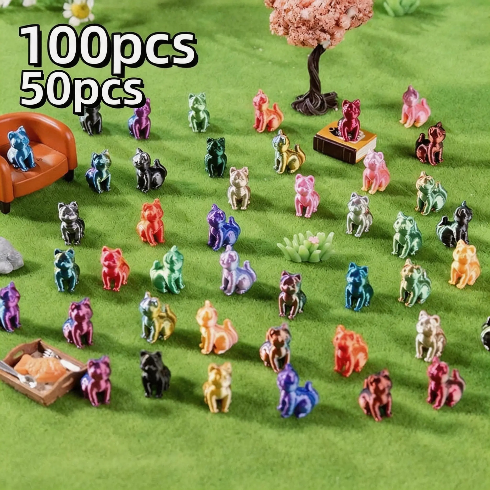 50pcs/100pcs 3D Printed Mini Animal Decorations, Decor Figurine Ornaments, Multiple Styles, Cute and Adorable, Perfect for Home Décor, Party Favors, and Gifts