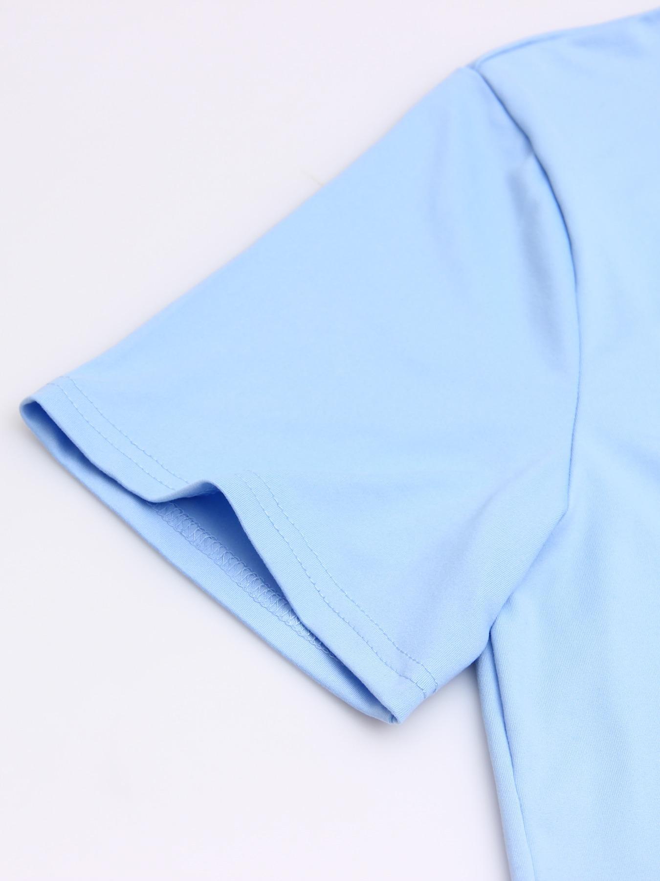 Women's Casual Printed Round Neck Short Sleeve Top & Gradient Print Pants Set, Soft Comfortable Loose Fit Set for Daily Wear