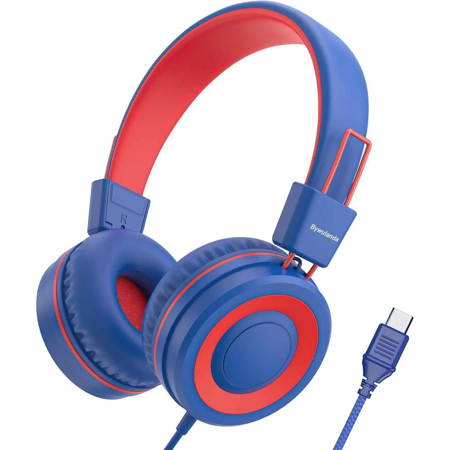 Upgrade USB Type C  Headphone for School, 94dB Safe Volume Limited,  Stereo Sound, Foldable Lightweight -Ear Headphones for Boys/Girls/Students/Tablet/Travel(Navy Blue)