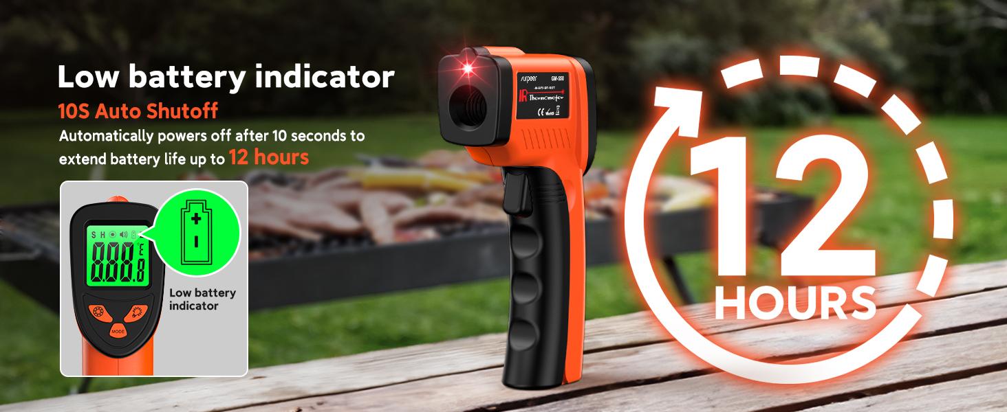 12:1 Infrared Thermometer Temperature Gun, Non-Contact Laser IR Temp Gun (-58 ° F to 1022 ° F/-50 ° C to 550 ° C), for Cooking, Pizza Ovens, BBQ, Grilling, and Reptiles