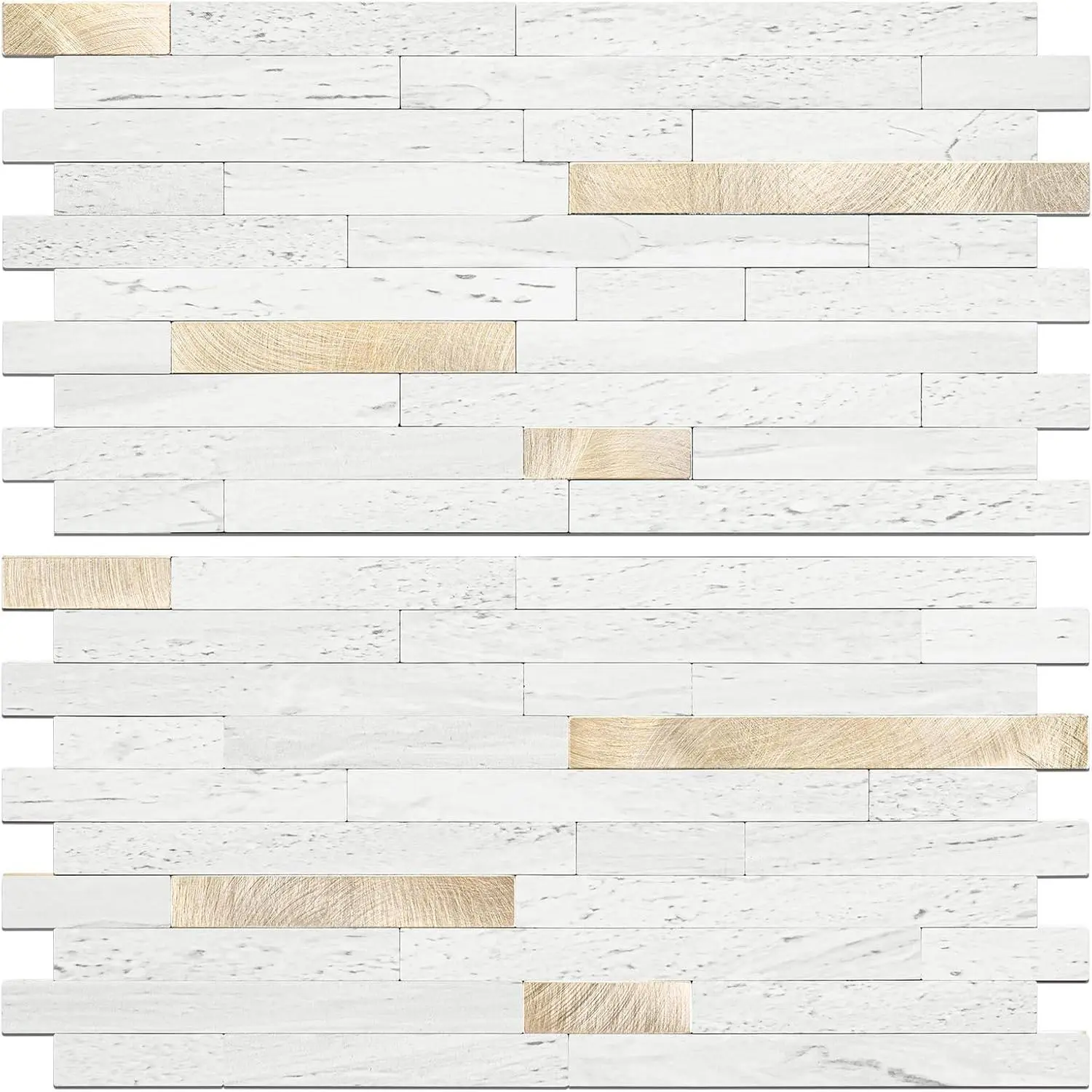 2 Sheets Peel and Stick Backsplash Tile, Stick  Backsplash for Kitchen and Bathroom, White Sandstone Look PVC  Metal  Self Adhesive Wall Tiles