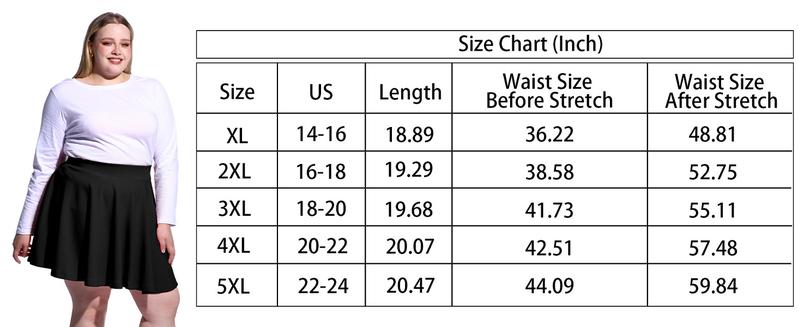 Women's Plus Size Mini Skater Skirt- Basic Versatile High Waisted Flared Casual Stretchy Skirts Women's Plus Size Mini Skater Skirt- Basic Versatile High Waisted Flared Casual Stretchy Skirts